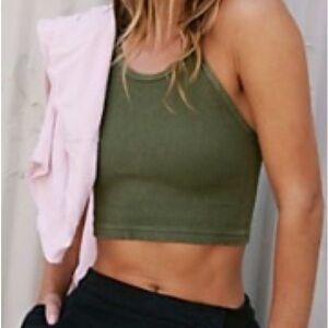 Free People Happiness Runs Crop, Vintage Moss, Small